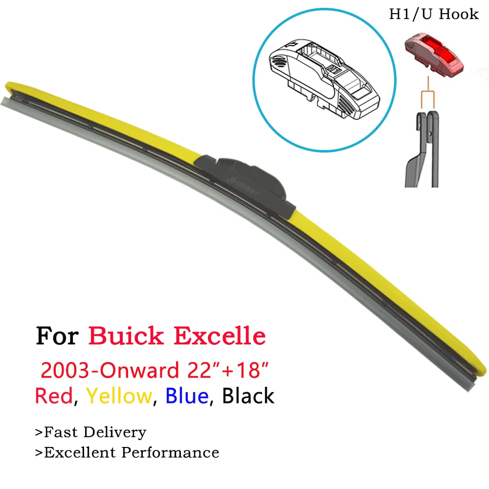 

HESITE Colorful Hybrid Wiper Blades For Buick Excelle From 2003 To Onward 2Pcs Front Windshield Wipers 22"+18" Fit H1 U J Hook