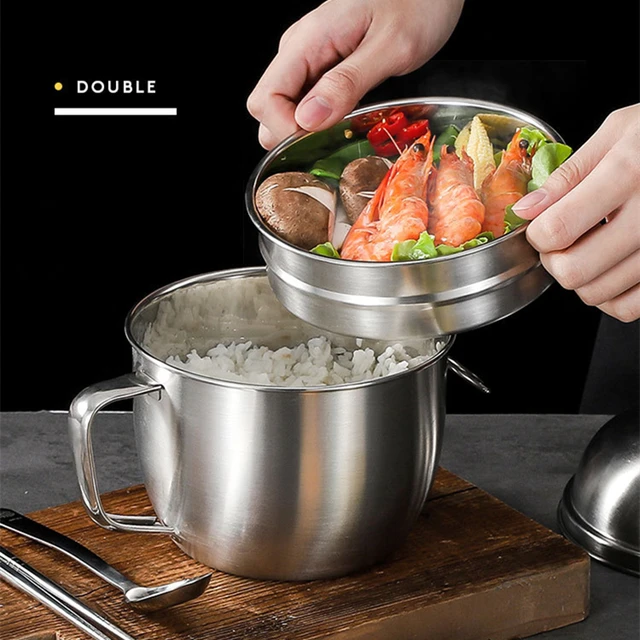 Boîte à lunch à bento en acier inoxydable 304 avec couvercle, récipient portable, restauration rapide, tasse de petit-déjeuner, bol à ramen, adapté aux étudiants, employés de bureau 3