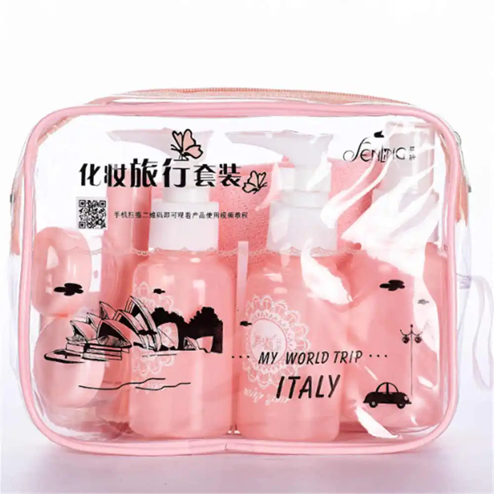 10pc Set Pink 10 шт./компл. путешествия мини макияж Косметические бутылки многоразового использования комплект Пластик прозрачный пустой составляют контейнер дорожный аксессуар - Цвет: 10pc Set Pink