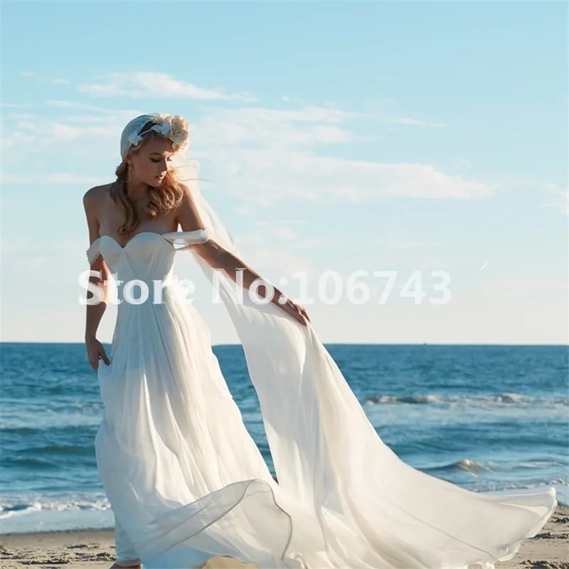 Dreamy новые сексуальные милые белый шифон цвета слоновой кости А-силуэт vestidos de noiva Свадебные платья для невесты платье подружки невесты