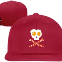 Tsdfcмужская и женская спортивная бекон и яйца череп дизайн плоская шляпа Регулируемая унисекс Темно-красный