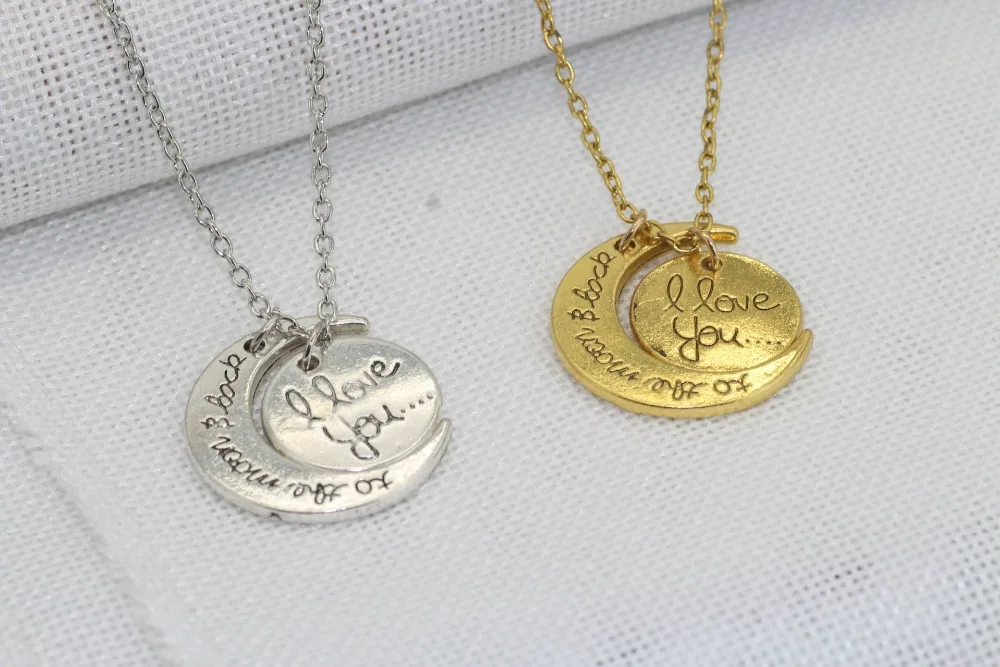 Серебряное ожерелье с надписью «I Love You» и «Love Forever Moon», колье с подвеской для женщин и мужчин, подарки для влюбленных пар