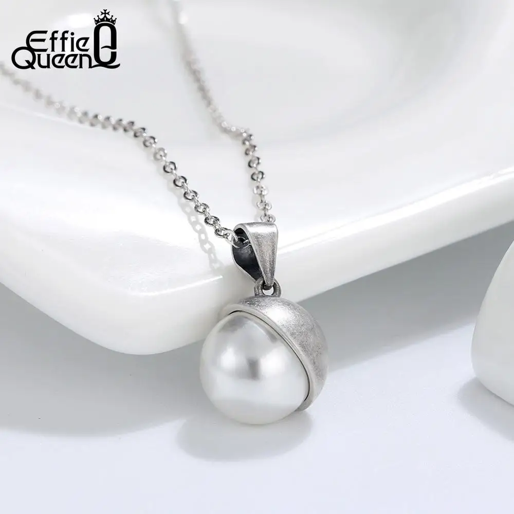 Effie Queen винтажные женские ожерелья с кулоном Forever Love круглые жемчужные из