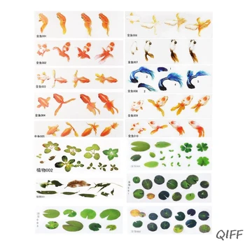 

16 Pcs/set DIY Crystal Epoxy Filler 3D Resin Painted Goldfish Leaf Duckweed Filling Crafts Making Material Sticker