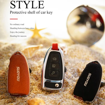 

Suede Leather 3 Buttons Flip Car Key Case Cover For Ford C-Max S-Max Focus 3 MK2 MK3/Galaxy Mondeo Transit Fiesta key Holder