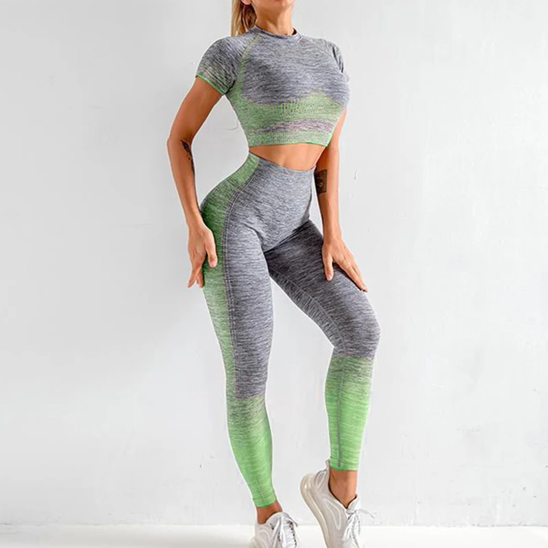 

Women Seamless Yoga Sets Yoga Short Sleeve High Waist Sport Leggings Gym Set Yoga Clothes Sport Suit Fitness Top Shirt Yoga Suit