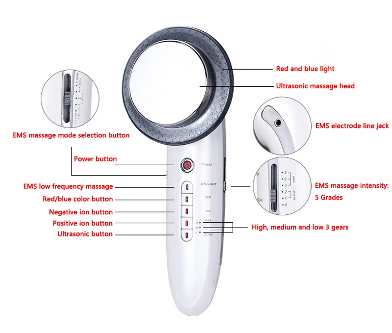 6 In 1 EMS Body Slimming Machine RF Ultrasonic Cavitation Radio Frequency Massager Anti Cellulite Massage Fat Burner Weight Loss