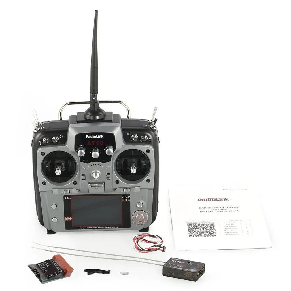 

Original RadioLink AT10 II 2.4Ghz 12CH RC Transmitter with R12DS Receiver PRM-01 Voltage Return Module Battery for RC Quadcopte