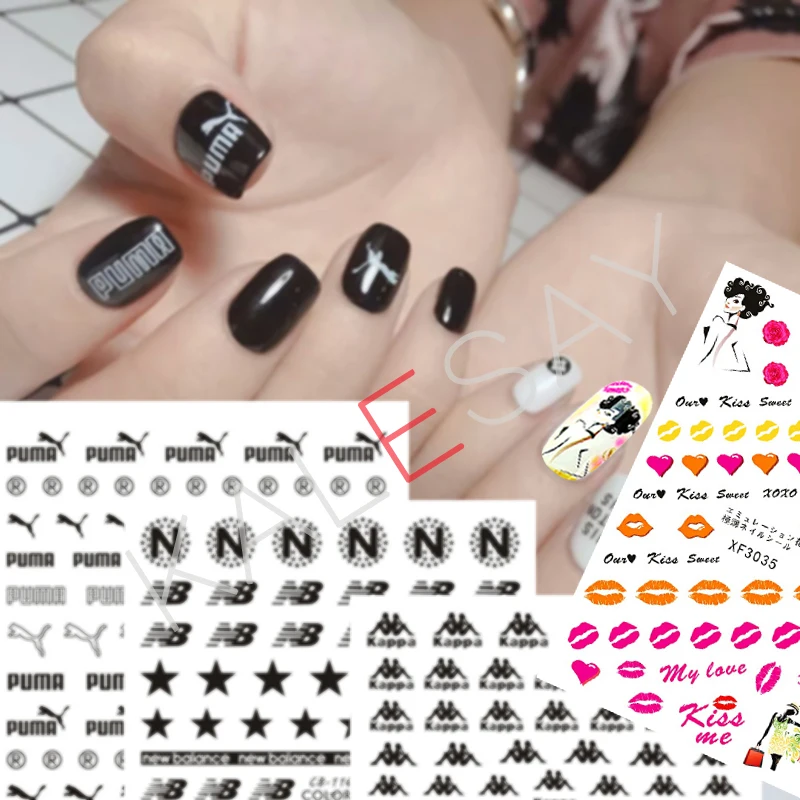 

Summer Adhesive Black Sport Nail Stickers Manicure Design Decoration Back Glue Stickers for Nails Decals Stamp Foils Sticker