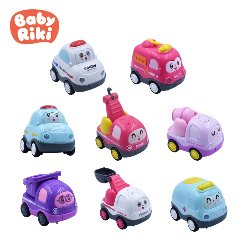 

Genuine Baby Riki Children's Toy Car Mini Sound Effect Inertial Vehicle Ricky Baby Educational Early Childhood Toy Car Baby Gift