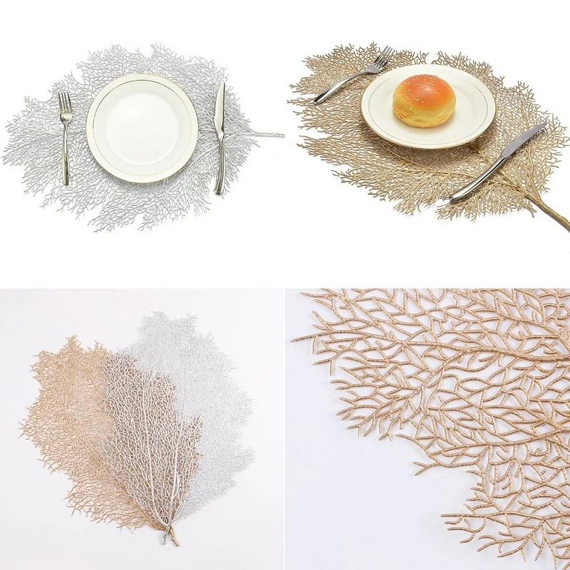 

Placemat For Dining Table Coasters Lotus Leaf Palm Leaf Simulation Plant PVC Cup Coffee Table Mats For Home Decorative Table Pad
