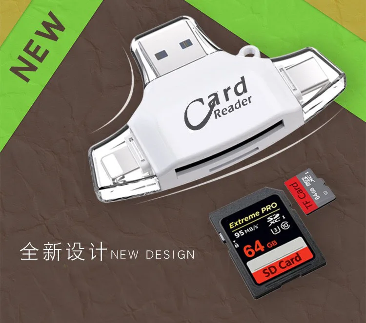 Акция 4 в 1 OTG USB C кард-ридер Micro USB дата-ридер/записывающее устройство для micro SD карты для iphone 11 11 Pro 11 Promax Xs 8 plus