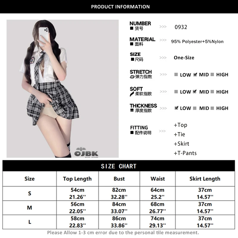 Paloli Japanese Student Girls School Uniform Black White Lingerie JK Suit Pleated Skirt Women Night Roleplay Temptation Outfits