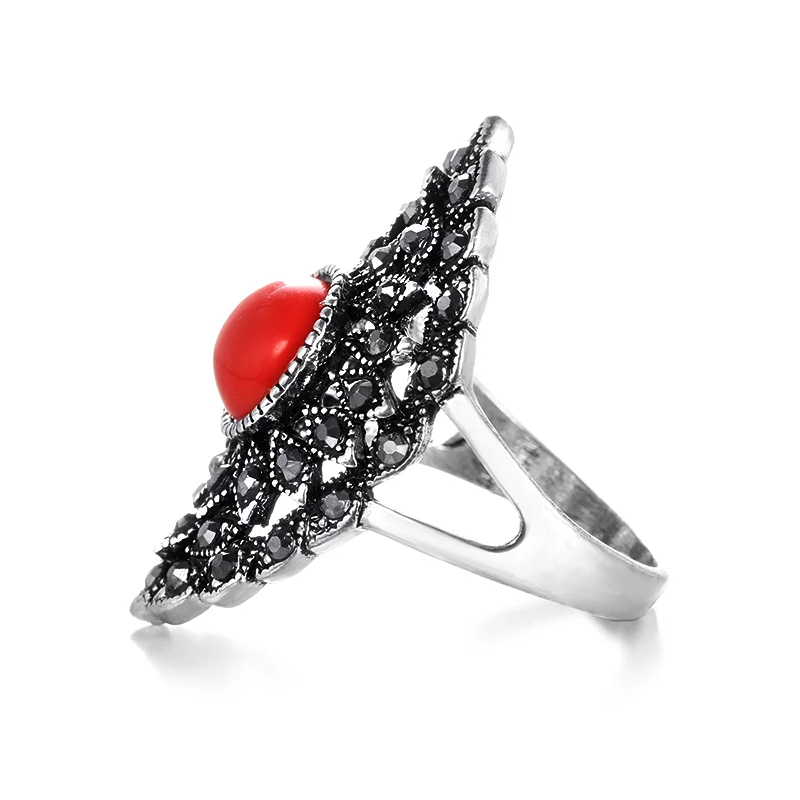 Kinel новые кольца c черным камнем для женщин Ретро Античное серебряное винтажное обручальное кольцо ювелирные изделия кристалл подарок Прямая поставка