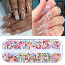 12 балок смешанные цвета макаруна для ногтей Блестки для рукоделия Сверкающая Звезда Сердце Сакура блестки пайетки Сделай Сам маникюр Дизайн ногтей украшения