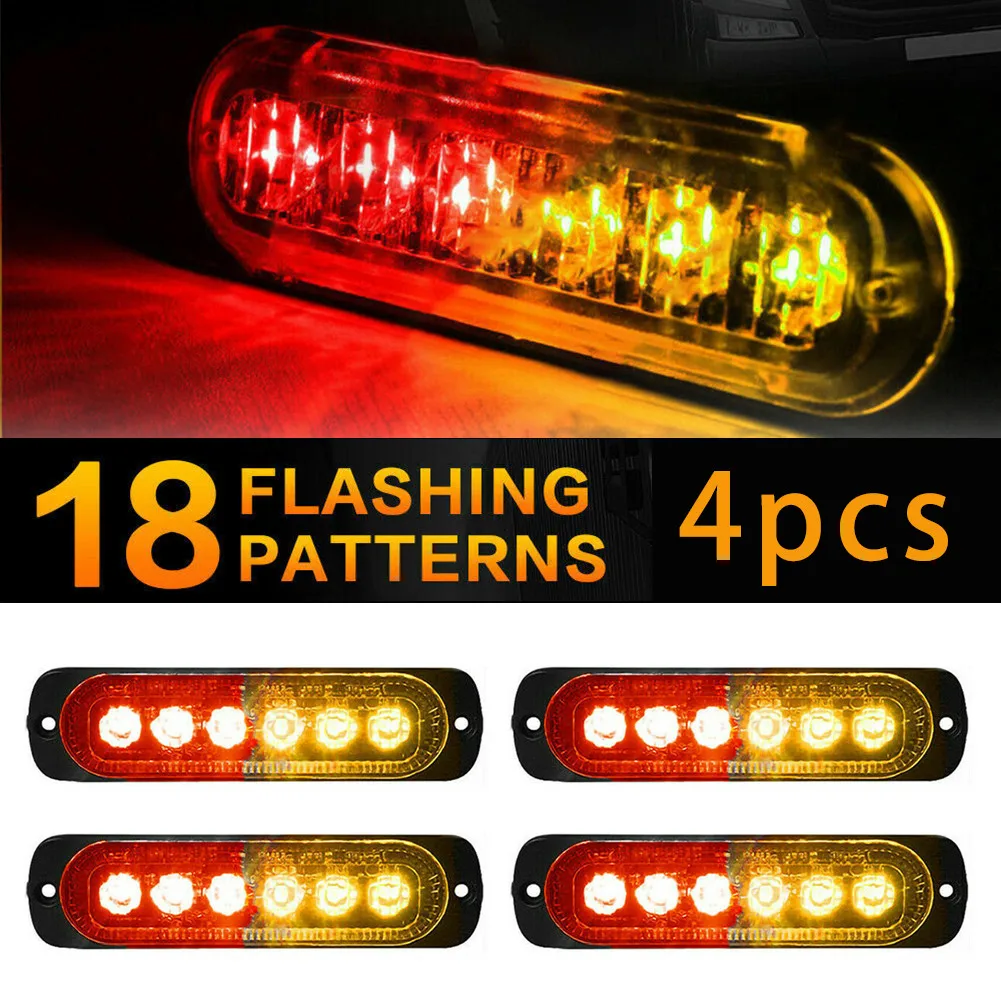 IP68 Waterproof Aluminum Alloy 4X Amber/Red 6LED Car Truck Emergency Beacon Hazard Flash Strobe Light | Автомобили и мотоциклы