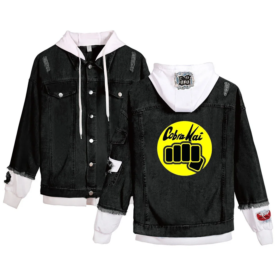 Men's 2019 New Cobra Kai the Karate Kid Saga printing Denim Jacket Casual Bomber coat Hip Hop Retro hoodie Jacket Streetwear
