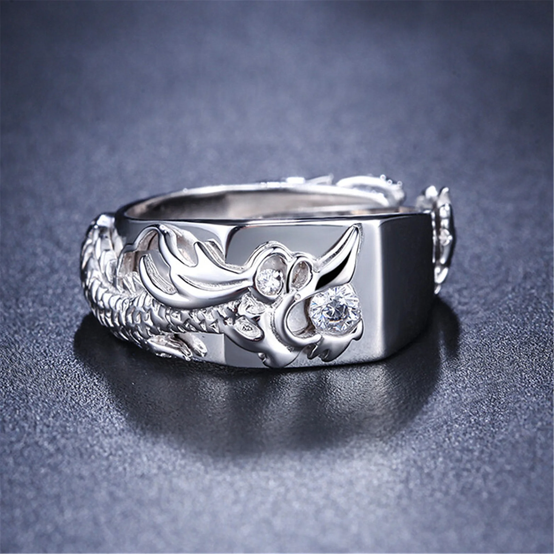 Лидер продаж инкрустированные и принтом «дракон», Цвет разделения кольцо покрытое 18 K золотой Для мужчин ведущих кольца EBay стиль
