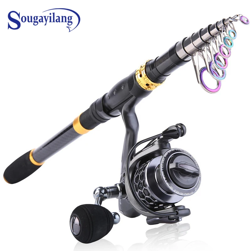 

Sougayilang 1.8-3.3m Telescopic Fishing Rod and 5.1:1 Fishing Reel With Free Coil Sets Portable Carp Carbon Spinning Rods Combo