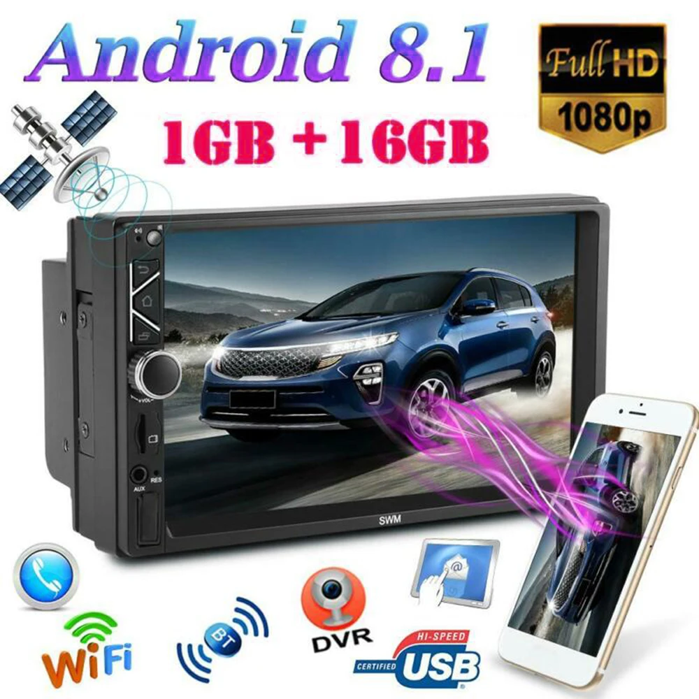 Gps Navi Wi-Fi Android 8,1 автомобильный стерео gps Navi MP5 плеер двойной 2Din Wi-Fi 7 дюймов 4 ядра BT с 4LED Cam