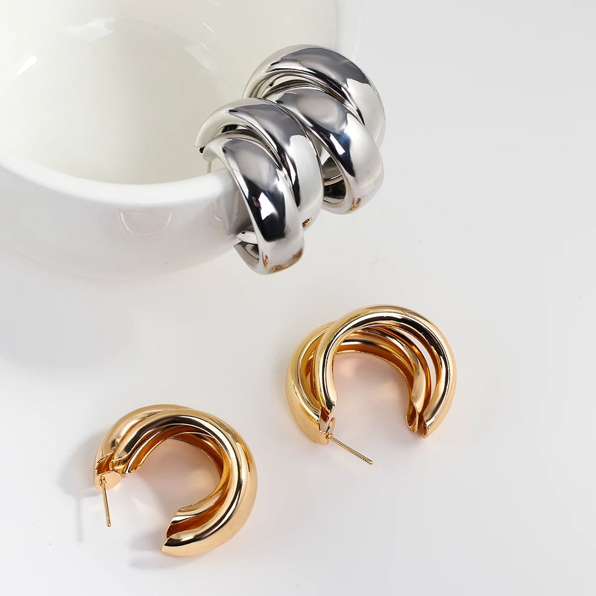 AENSOA-pendientes de aro geométricos para mujer, aretes redondos, Color dorado, Estilo Vintage, fiesta de boda, joyería 2022