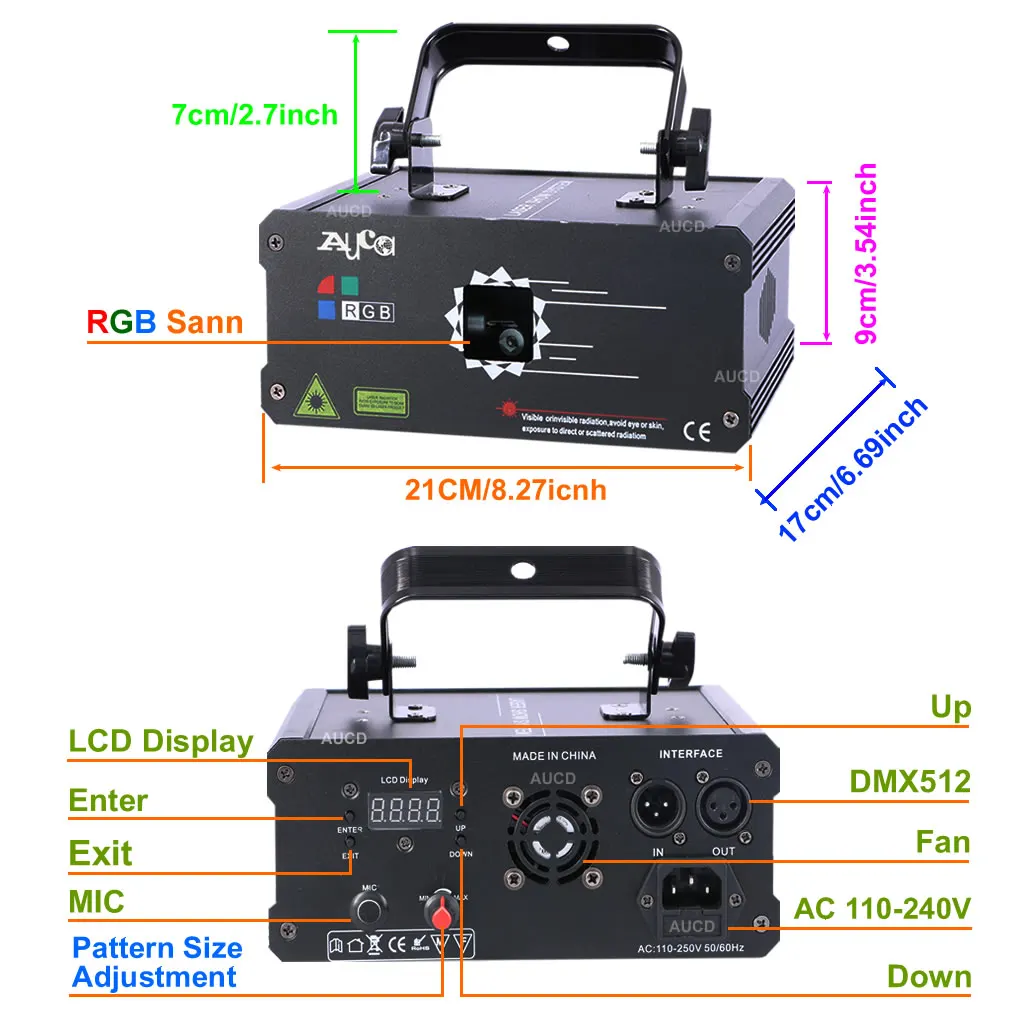 AUCD 500 МВт RGB Полноцветный анимационный узор сканирующий проектор лазерные огни профессиональные DMX дискотека вечерние шоу DJ сценическое освещение F6A5