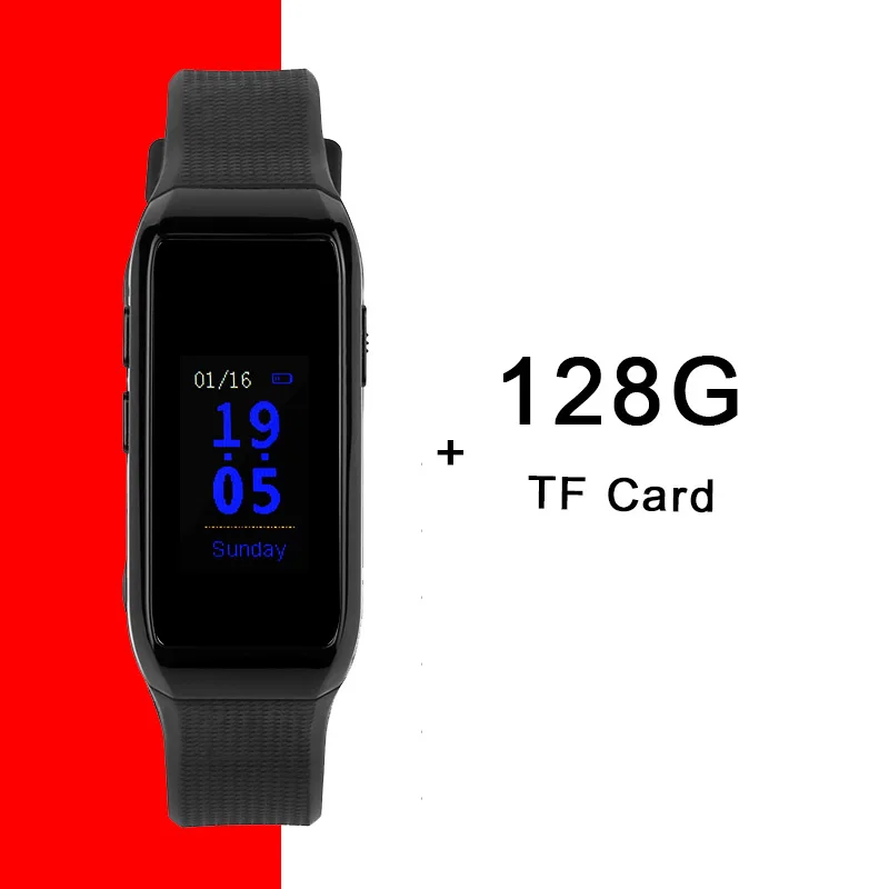 128GB HD 1080P камера Диктофон Видео Аудио Звук Спорт трекер часы SmartBand браслет умный браслет - Цвет: 128GB