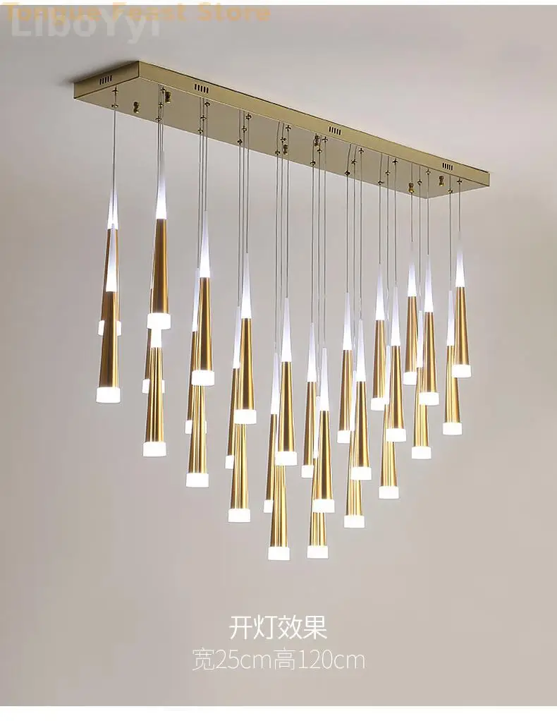Modern Design Gold Black Minimalist Luster LED Chandelier for Bedroom Dining Living Room Loft Restaurant Cafe Interior Home Deco