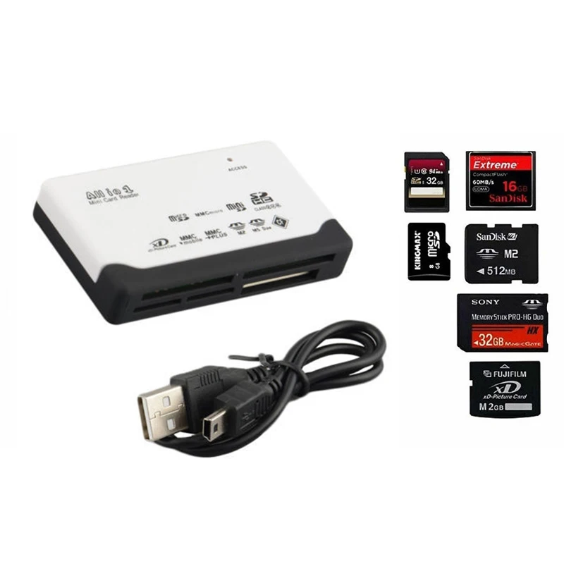 Белый USB кардридер все в одном высокоскоростной адаптер для ПК ноутбука