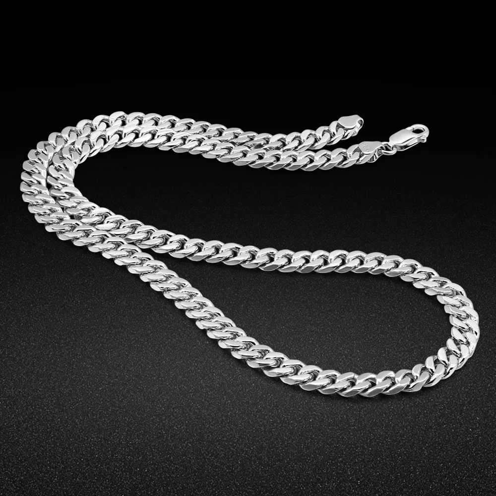 100% 925 Sterling Silver Necklace Men's 