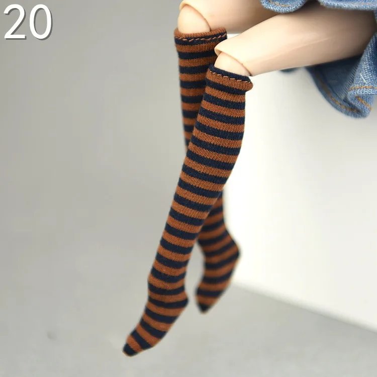 1pair Stockings Stripe Socks for Barbie 1/6 for Blyth licca BJD doll Dolls Handmade Clothes Accessories Baby Girls Gift Toys 5