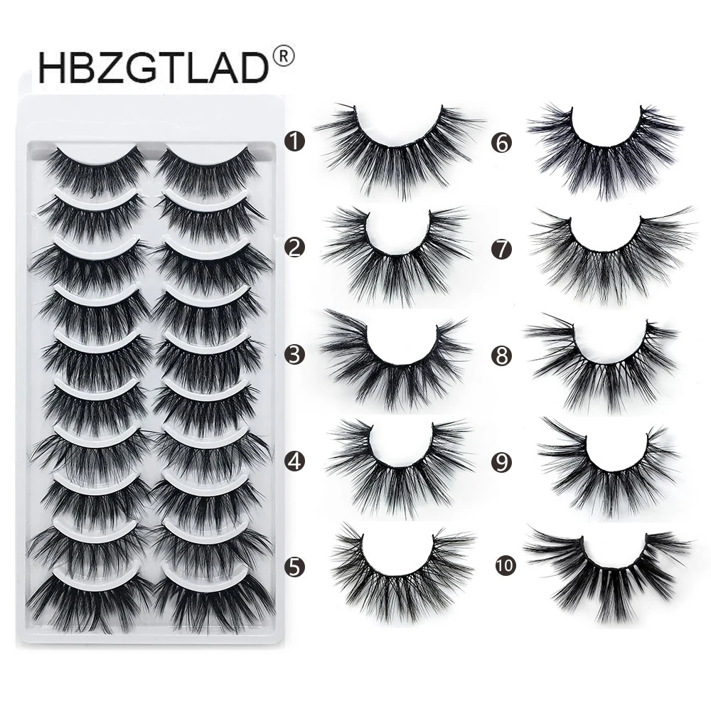

2019 NEW 1/10 pairs 100% Real Mink Eyelashes 3D Natural False Eyelashes 3d Mink Lashes Soft Eyelash Extension Makeup Kit Cilios
