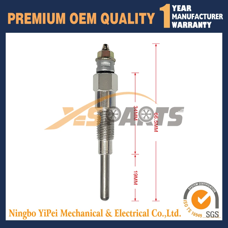 1pc New Glow Plug For Kubota D722 D902 D905 D1005 D1105 16851 65510