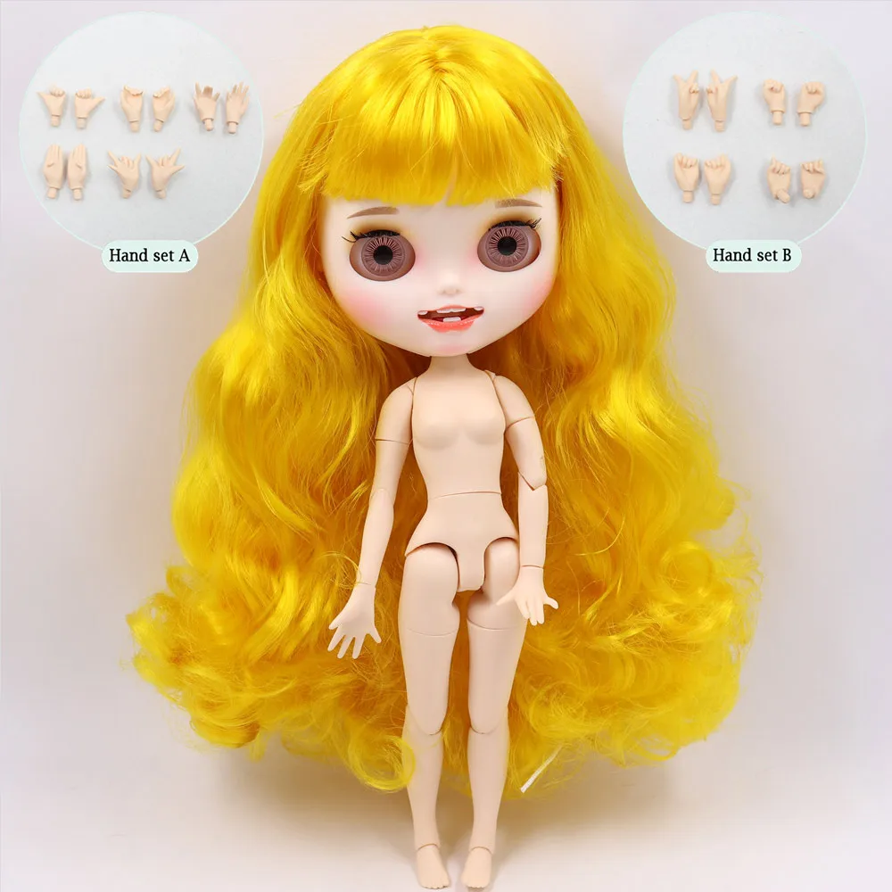 like the picture Ледяной обнаженный Blyth кукла No. BL3038 желтые волосы резные губы открытый рот матовая индивидуальные лица сустава тела 1/6 bjd - Цвет: like the picture