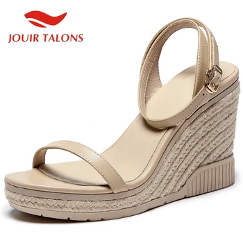 

2020 New Arrivals Fashion Luxury Genuine Leather Cow Skin Platform Straw High Heels Wedges Sandals Women Shoes