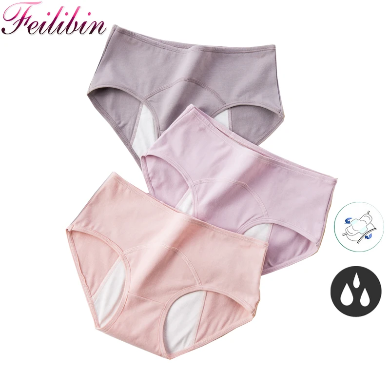 

Feilibin 3Pcs/set Leak Proof Menstrual Panties Women Widen Physiological Pants Underwear Girls Period Cotton Waterproof Briefs