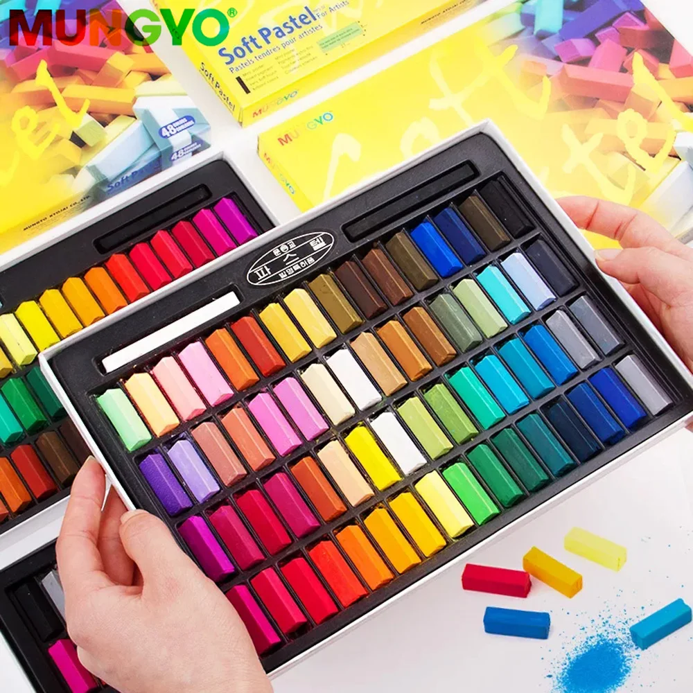 Mungyo 64 Color Soft Pastel Drawing Artist Pastel for Painting 24 36 48 64 Colors Set Square Colored Chalk Korea Stationary