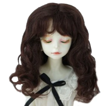 

8-9 Inches Fake Mohair Wiggery Long Curly Hair Wig For 22-23cm 1/3 BJD/SD Dolls - Coffee/Ivory White/Dark Brown/Smoky Grey Brown