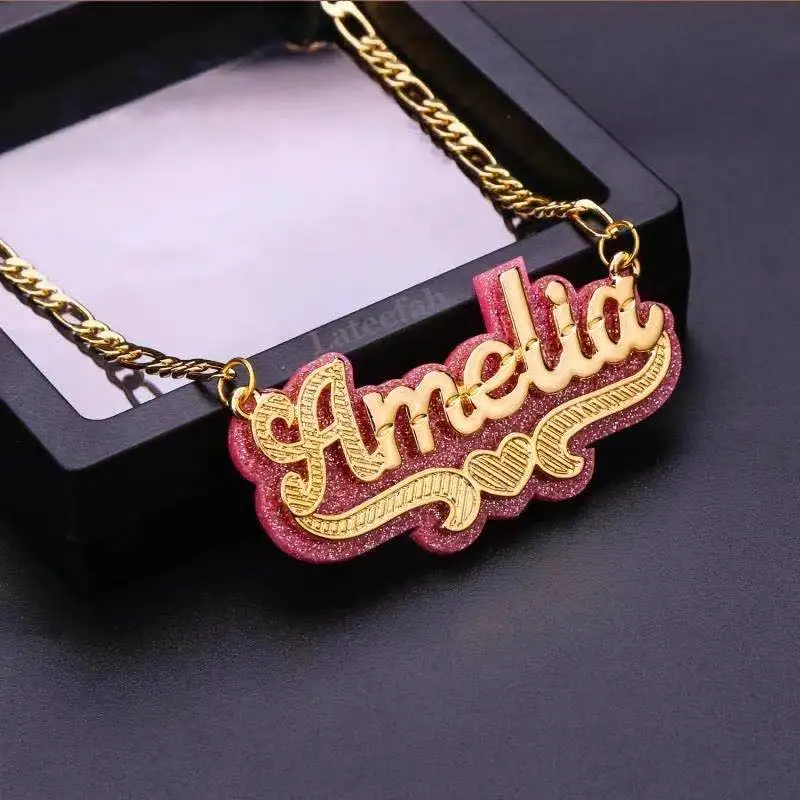 Custom Double Plate Name Chokers Silver 