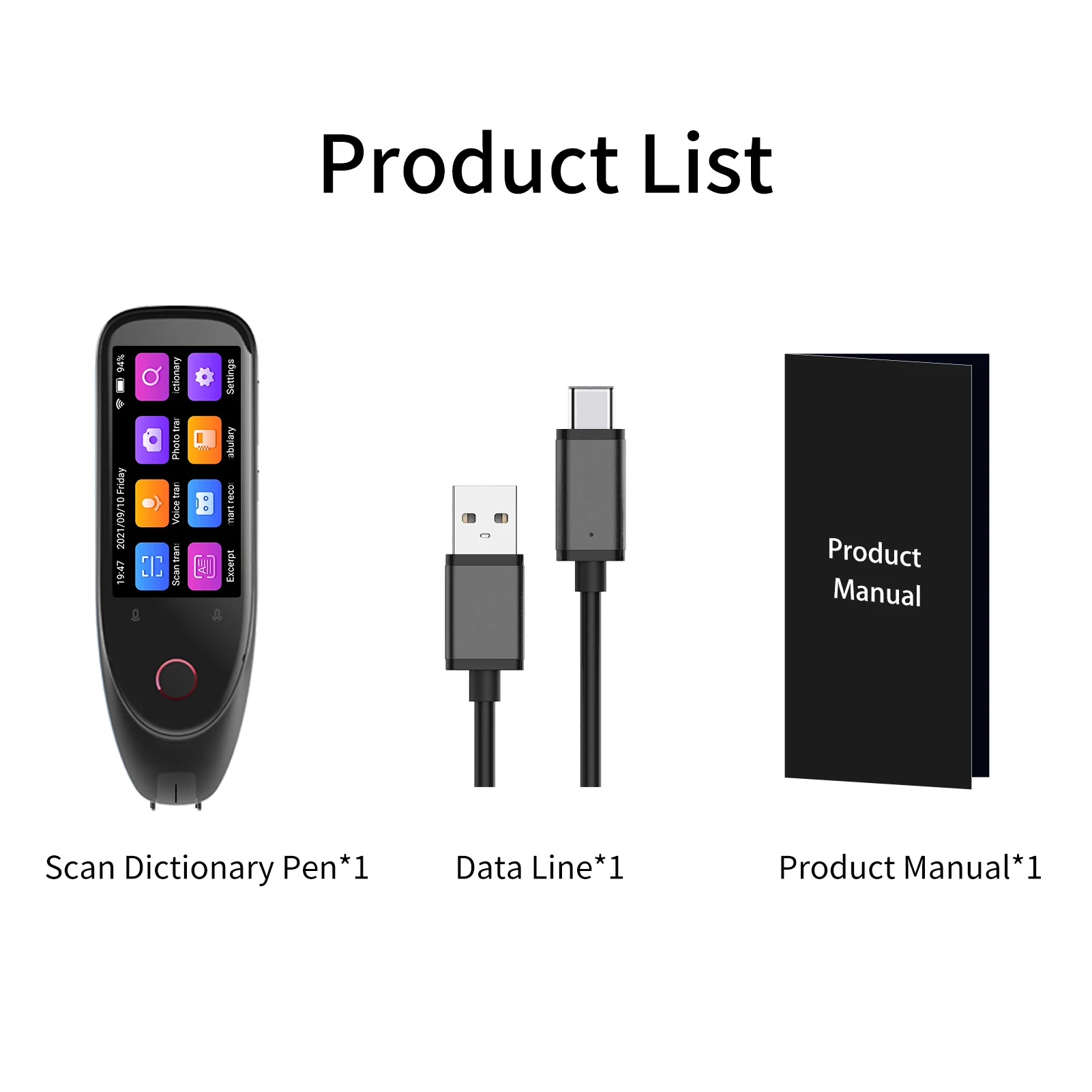 BOELEO S50 Dictionary Translation Pen Scanner 3'' Touchscreen Wireless Text Scanning Reading Translator Device 112 Languages