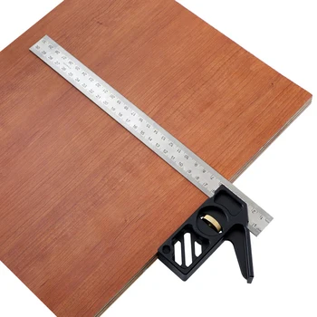 

Marking Measuring Ruler Stainless Steel Black stopper 45 90 Degree Line
