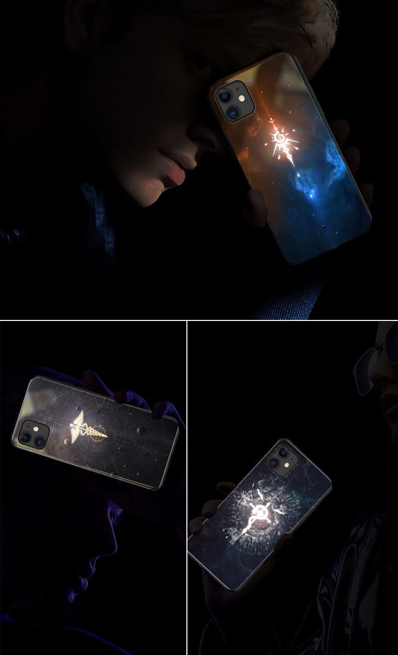 Умный светодиодный светящийся чехол для iPhone 11 Pro, чехол Mofi для iPhone 11 Max, чехол, силиконовый чехол с рисунком персонажа, стекло
