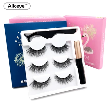 

Magnetic Eyelashes And Eyeliner Set 3D False Eyelashes Natural Makeup Magnetic Lashes With Eyeliner Faux Mink Lashes Strips Set