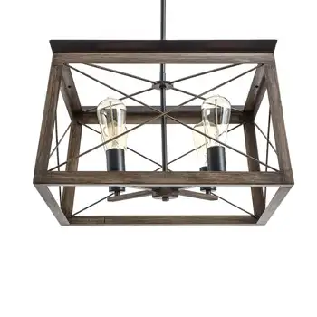 

Farmhouse Light Fixture Industrial Retro Ceiling Light Semi Flush Mount Ceiling Fixture Four-Light Rectangle Ceiling Lamp