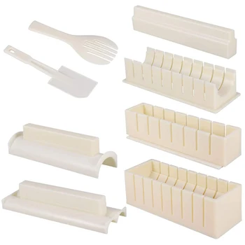 

Fashion10-Piece Sushi Making Kit, 5-In-1 Multifunctional Plastic Sushi Rolls Rice Roll Mold Kitchen DIY Supplies