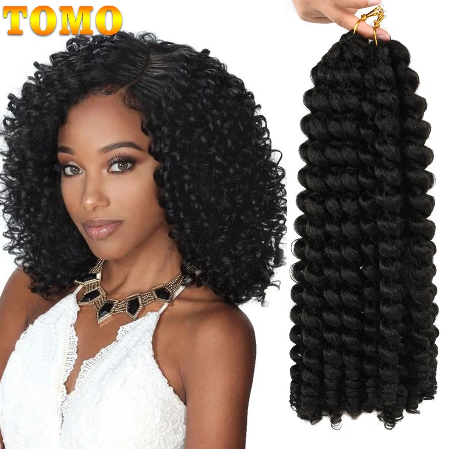

TOMO Synthetic Jumpy Wand Curl Crochet Braids 8/12Inch Ombre Jamaican Bounce Cur Crochet Braiding Hair Extension for Black Women