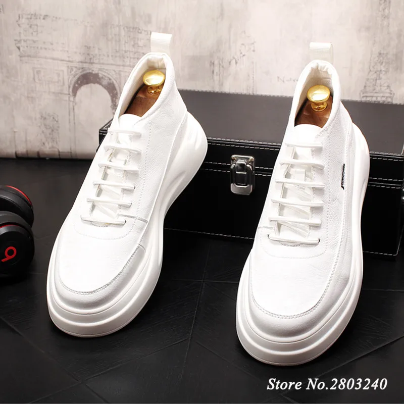 New Luxury Designer Men White High Tops And Low Shoes Causal Loafers Flat Platform Prom Moccasins Rock Punk Board For Man | Обувь