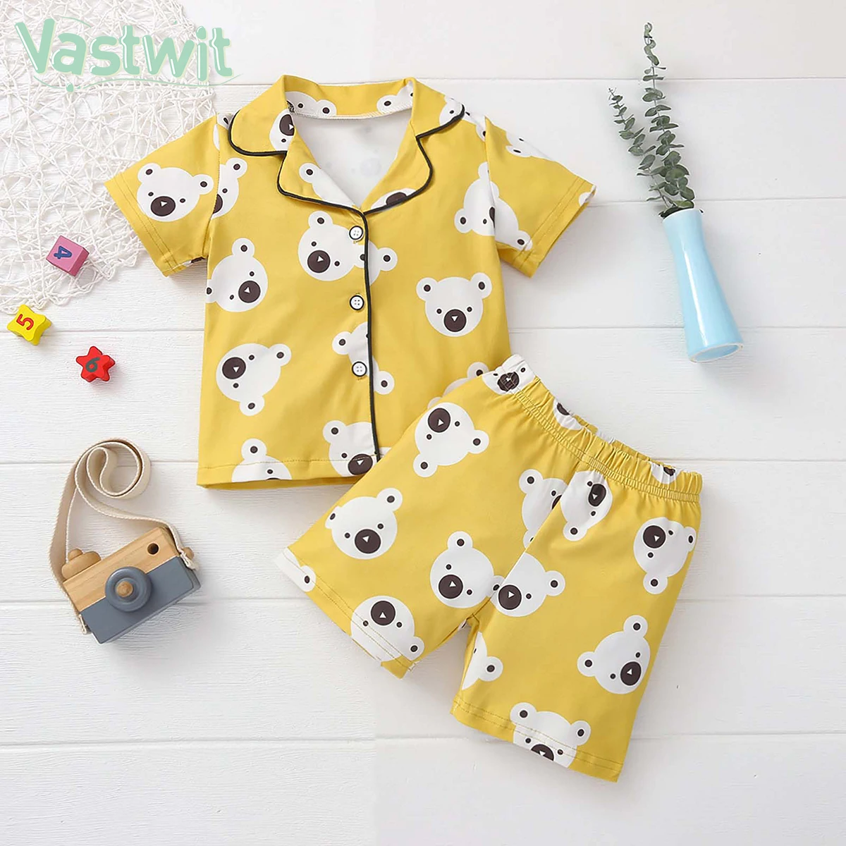 Newborn Baby Boys Girls Short Sleeve Cartoon Blouse Tops+Shorts Sleepwear Pajamas Kids Pajama Sets Summer Home Sleeping Clothes