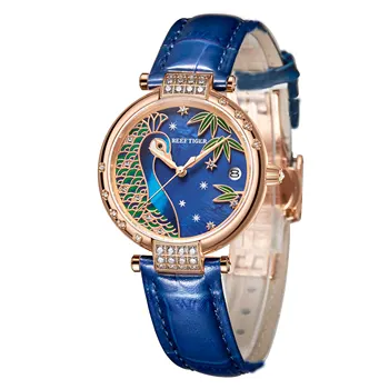 Reef Tiger / RT Luxury Gold Watch Automatic Day Date Watch Waterproof Genuine Leather Watch Relogio Feminino RGA1587 3