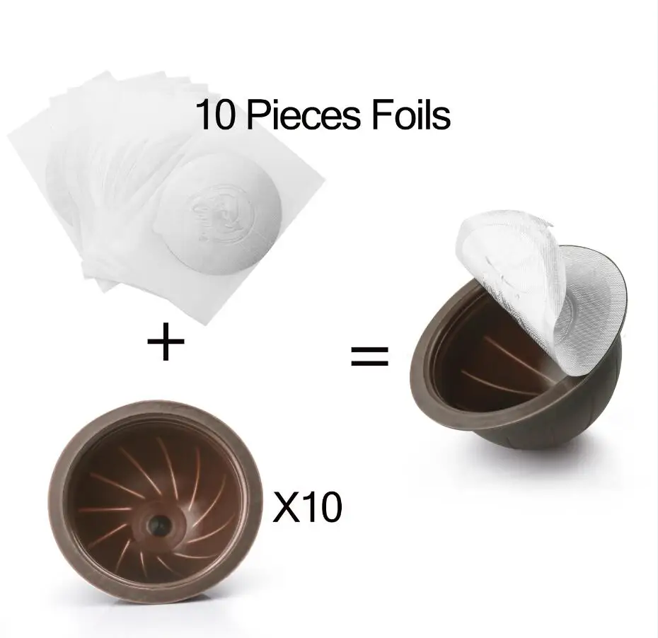 10Cup 10Lid 20 упаковок одноразовые Nespresso Vertuo многоразовые капсулы 150 мл фильтры для Nespresso Vertuoline Delonghi алюминиевые уплотнения фольги - Цвет: 10Cup 10Lid